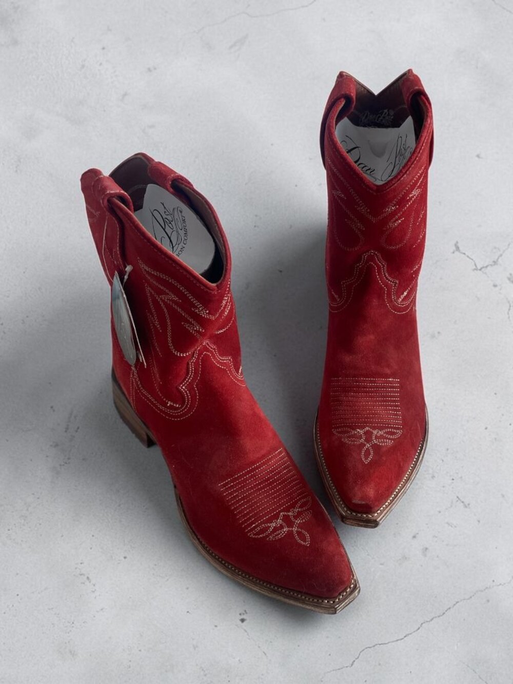 Dan Post Red Suede Snip Toe Western Cowboy Boots Women's 9.5